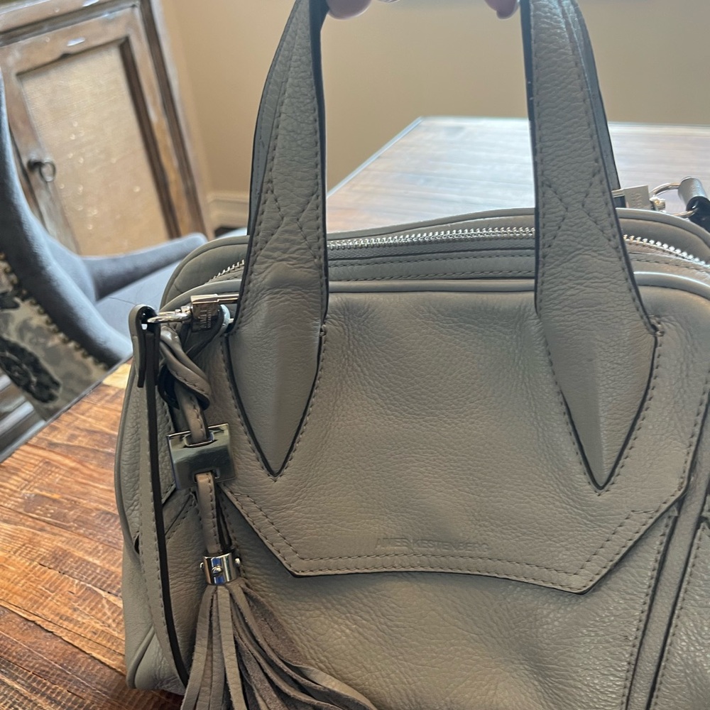 Aimee Kestenberg Gray Leather Handbag with Tassel
